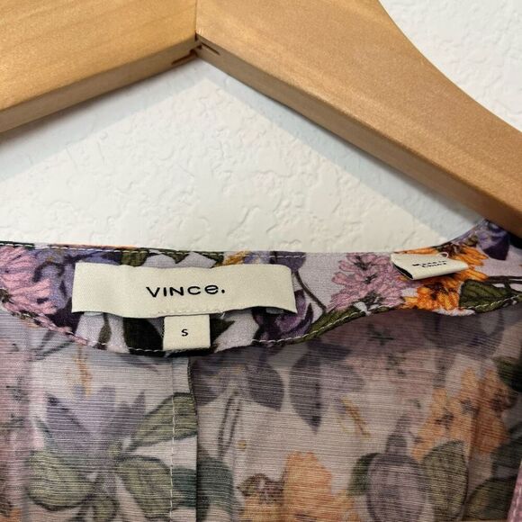 Vince Wisteria Vine Dress Short Sleeve Floral Women Small - Picture 6 of 7